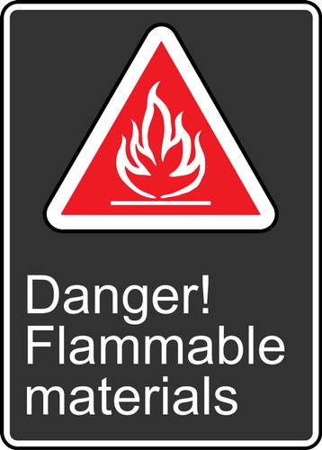 Safety Sign: Danger! Flammable Materials, 14" x 10", Pack/10