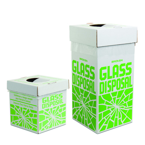 Cardboard Disposal Cartons for Glass, 8 x 8 x 10 in., Benchtop Model, pack/6