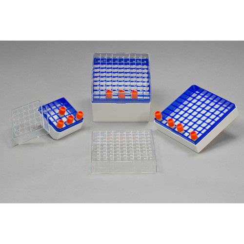 Cryo-Safe Vial Storage Box, 81 Places, For 1.2-2.0ml Vials, pack/4