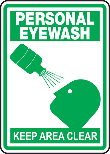 Safety Sign: Personal Eyewash - Keep Area Clear (Graphic), 14" x 10", Pack/10 Safety Sign: Personal Eyewash - Keep Area Clear (Graphic), 14" x 10", Pack/10