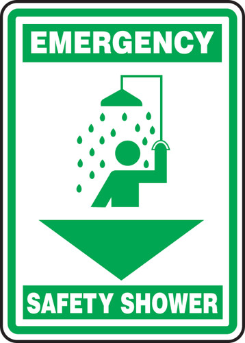 Emergency Safety Sign: Safety Shower, 14" x 10", Pack/10