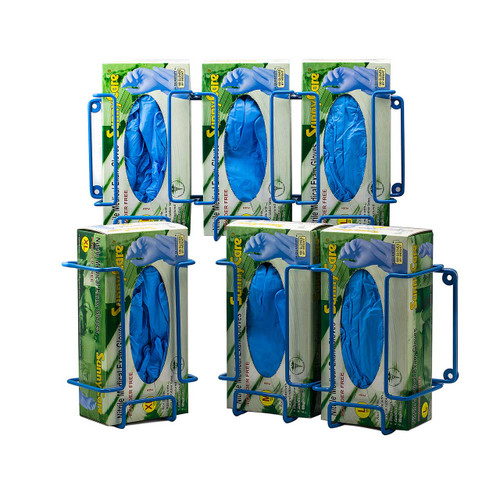 Poxygrid Glove Dispenser Rack, Double Box Holder, 12 x 4-1/4 x 8-1/4 in., Blue