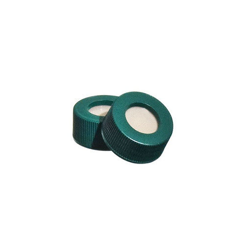 Cap, Green, Open Top, 13-425 with 0.60" PP/PTFE/Silicone SURE-LINK Septa, pack/100