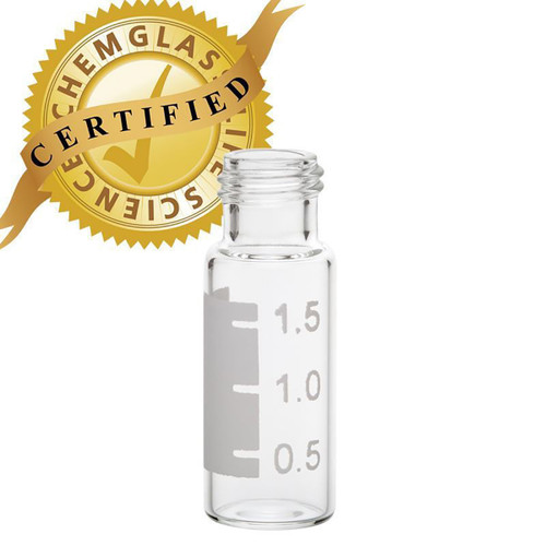 Certified Vial, 2.0mL, RAM, Clear with White Grad Spot, Large Opening, 12x32mm, 9mm Thread, pack/100
