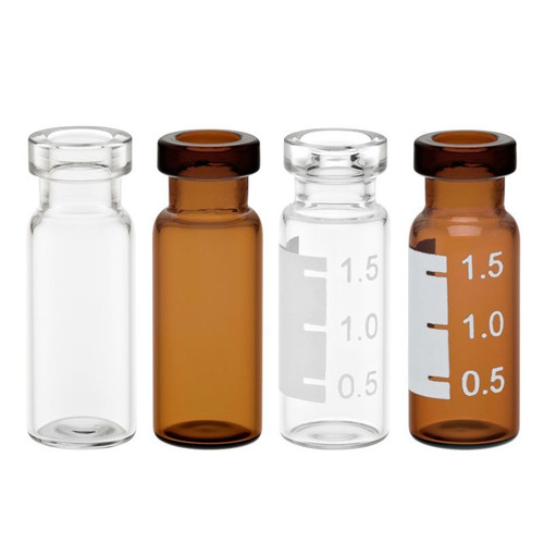 Vial, 2.0mL, Clear with White Grad Spot, Large Opening, 12x32mm, 11mm Crimp, pack/100