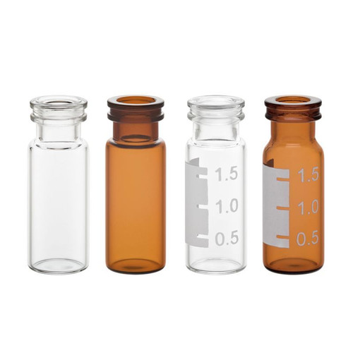Vial, 2.0mL, Amber with White Grad Spot, Snap Ring, 12x32mm, 11mm Crimp, pack/100