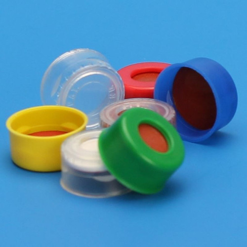 Poly Crimp Seal, 11mm, Clear Cap, PTFE/Silicone Septum with Starburst, pack/100
