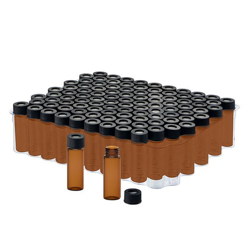 Kit, Amber 2.0mL 12x32mm GPI 10-425 Large Opening Screw Thread Step Vial with 250uL Glass Insert and Closure, pack/100