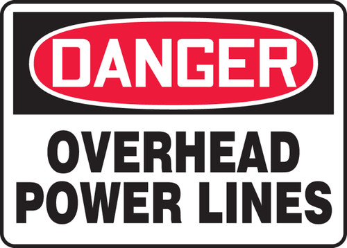 OSHA Safety Sign - DANGER: Overhead Power Lines, 14" x 20", Pack/10