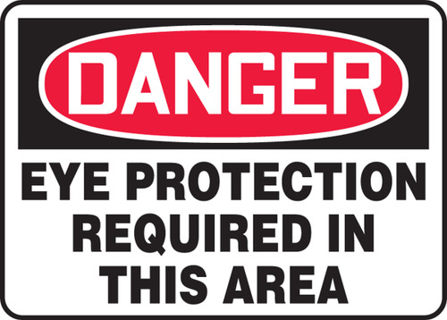OSHA Safety Sign - DANGER: Eye Protection Required In This Area, 14" x 20", Pack/10