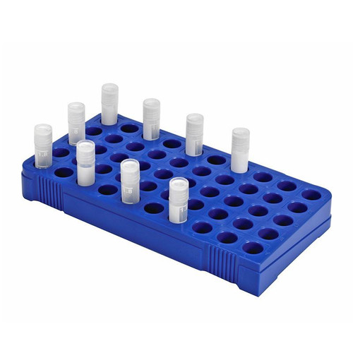Cryogenic Vial Rack, 50-Place, Blue, pack/4