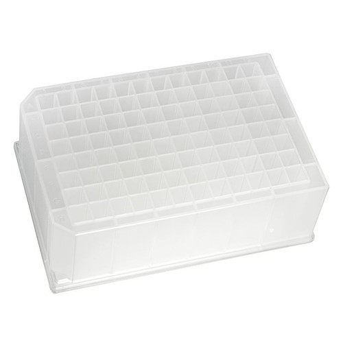Microplate, 96-Well, 2.2mL, Deep Square, 44mm Height, Pyramid Bottom, Toughened for Genomics, Porvair, pack/5