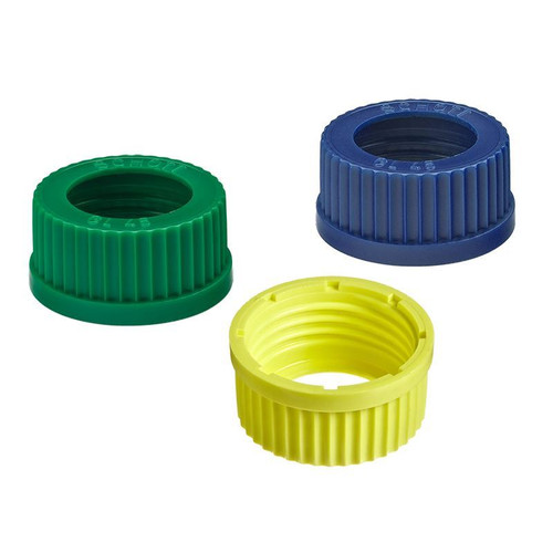 Cap, GL-45, Blue, Open Top, (1-5/16" Dia Hole) Polypropylene, pack/6