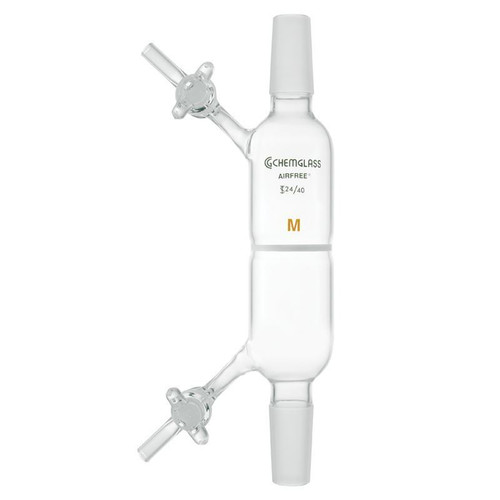 Airfree® Schlenk Filter Tube, 14/20 Inner Joints, 30mm OD Medium Frit, 2mm Glass Stopcocks, each
