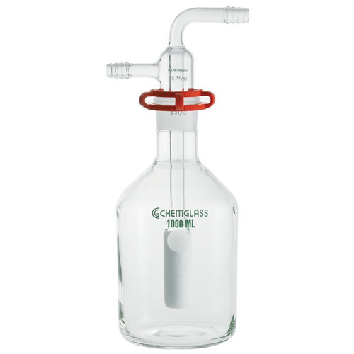 Bottle, 1000mL, Gas Washing, Complete, 34/28, Coarse Fritted Disc, each