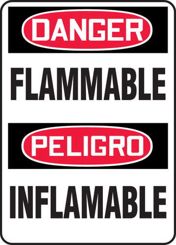 Bilingual OSHA Safety Sign - DANGER: Flammable, 20" x 14", Pack/10