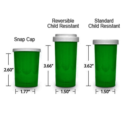 Green Pharmacy Vials, Child Resistant, Reversible, 30 dram, case/195 (minimum order req)