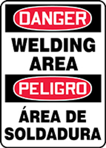 Spanish Bilingual OSHA Safety Sign - DANGER: Welding Area, 20" x 14", Pack/10