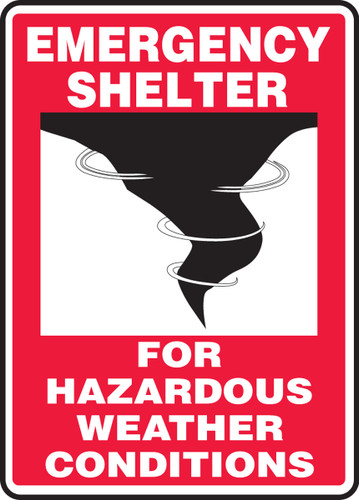 Emergency Shelter Signs: For Hazardous Weather Conditions, 24" x 18", Pack/10 Emergency Shelter Signs: For Hazardous Weather Conditions, 24" x 18", Pack/10
