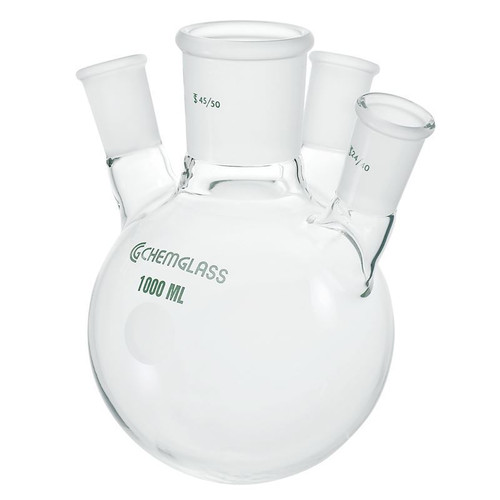 Flask, Round Bottom, 5000mL, Heavy Wall, 4-Neck, 24/40 CN - 24/40 SN's Angled 20°, each
