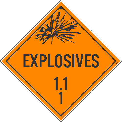 Explosives 1.1 1 Dot Sign Placard Stock, 10.75" x 10.75"

