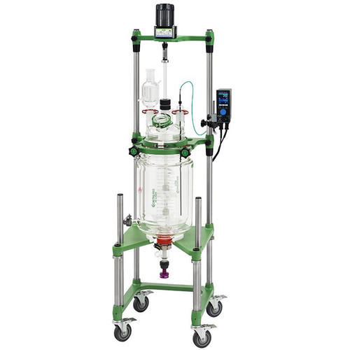 20L Process Reactor, Complete, Electric Motor, 70.1" OAH with Motor, 15.3" Clearance Below Valve with CG-1969-M-04 Manifold System, each