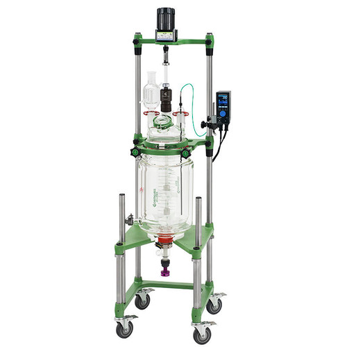 20L Process Reactor, Complete, Electric Motor, Mechanical Bearing, 70.1" OAH with Motor, 15.3" Clearance Below Valve with Manifold System, each