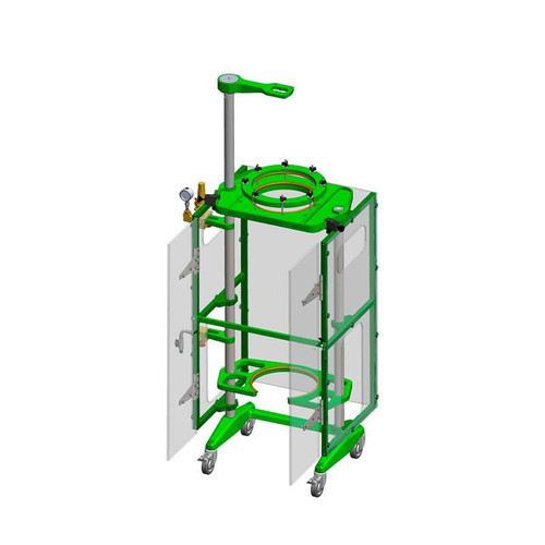 100L Support Frame, 29.75"W x 25.0"D x 95.25"H, Complete with Safety Shield Assembly, CG-1969-M High Flow Manifold, and Pressure Relief and Gauge, each 100L Support Frame, 29.75"W x 25.0"D x 95.25"H, Complete with Safety Shield Assembly, CG-1969-M High Flow Manifold, and Pressure Relief and Gauge, each