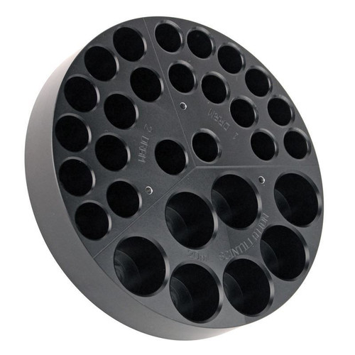 Tri-Block Reaction Block to fit 1 DRAM, 2 DRAM & 20ML SCINTILLATION VIALS, Black Hard Coated Aluminum, each