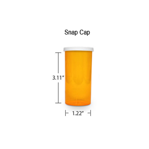 Amber Pharmacy Vials, Snap Off Caps, 16 dram (1 oz)