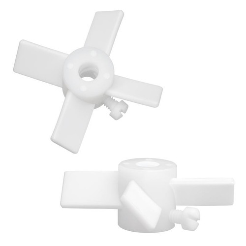 Agitator, PTFE, 10mm, Four Blade, 75mm Dia, Fits Shaft Size 10mm, 90° Impeller Angle, each