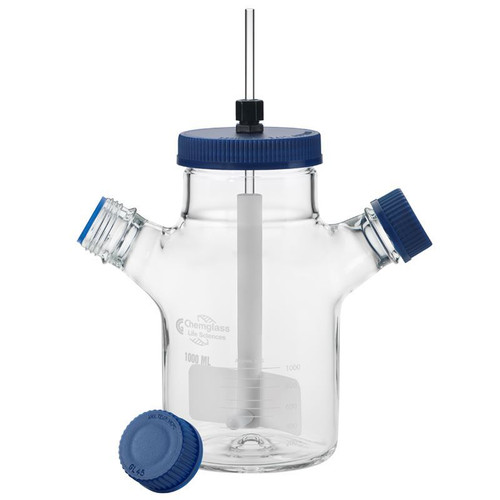 BioProcess Spinner Flask, 8,000mL, Plain Bottom, Complete, each