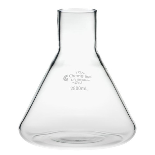 Flask, Fernbach, 2800mL, 38mm OD Delong Top without Baffles, Approx OD x Height (mm): 210 x 260, each