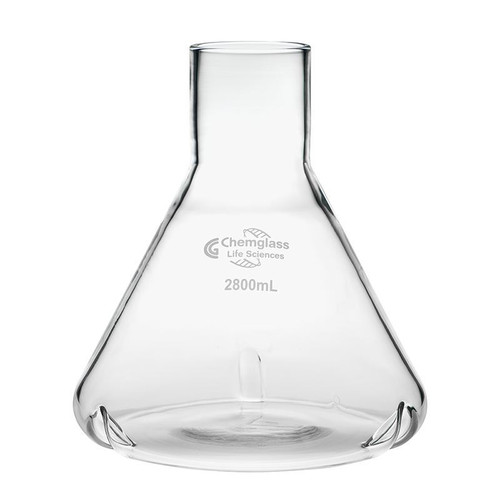 Flask, Fernbach, 2800mL, GL-45 Thread, 3 Side Baffles, Vented Cap, Approx OD x Height (mm): 210 x 230, each