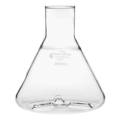 Flask, Fernbach, 2800mL, GL-45 Thread with 3 Bottom Baffles, Vented Cap, Approx OD x Height (mm): 210 x 230, each