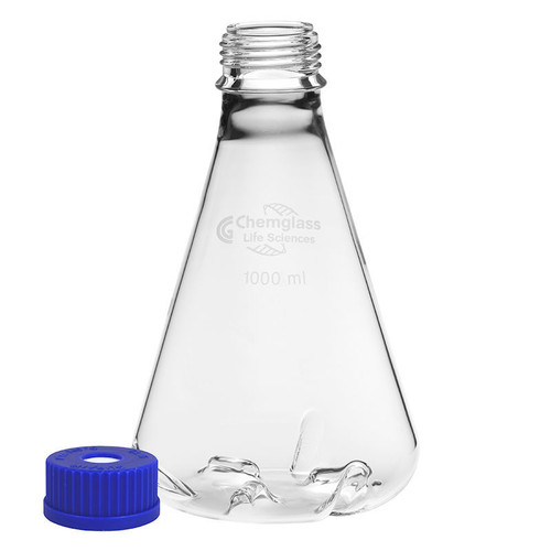 Flask, Shake, 500mL, 6 Baffles, GL-45 Thread, Vented Cap, Approx OD x Height (mm): 100 x 170, each