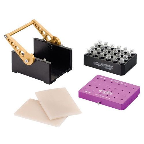 OptiBlock Parallel Synthesis Reaction Block Top Locking Plate, 15x45mm, 1 Dram Vial, Purple, each