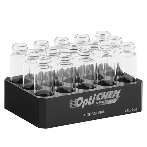 24-Position Block for 17 x 60mm 2 Dram (8mL) Flat Bottom Vials, each