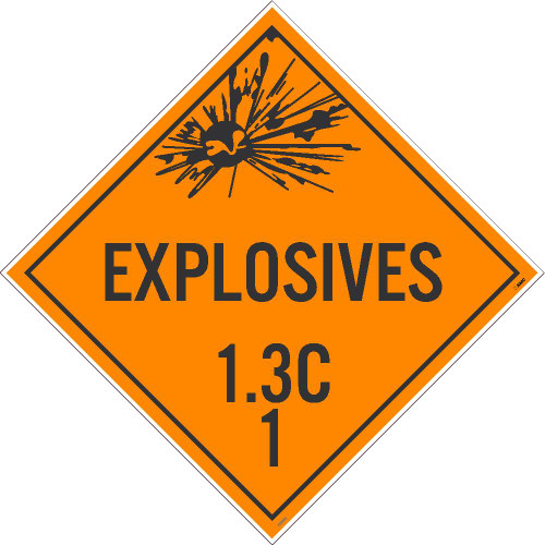 Explosives 1.3c 1 Dot Placard Sign Adhesive Backed Vinyl, 10.75" X 10.75"