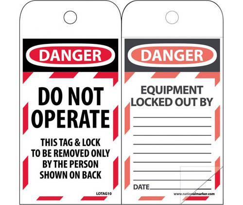 Danger Do Not Operate Tag Polytag, 6" X 3"
