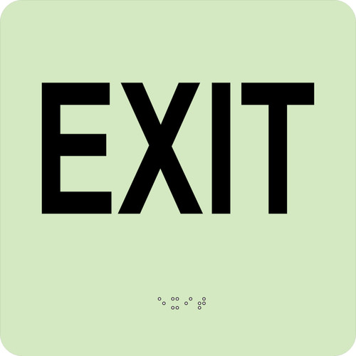 Glow Exit Braille Sign Engraved Signs, 8" X 8"
