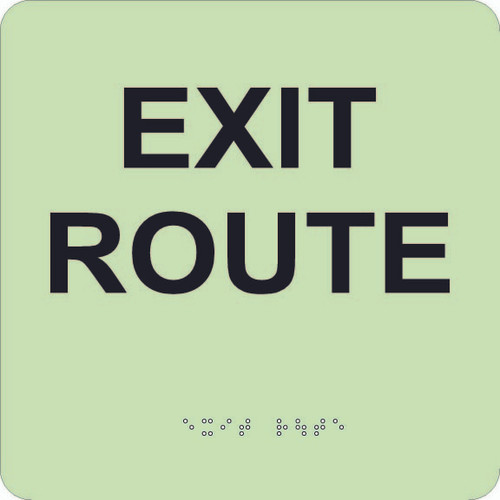 Glow Exit Route Braille Sign Engraved Signs, 8" X 8"