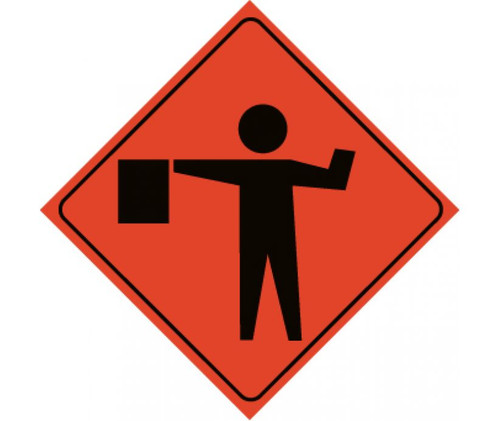 Reflective Roll-up Flagger Ahead Sign, 48" X 48"