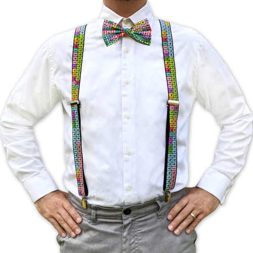 Scientist Halloween Costume - Periodic Table Suspenders and Bow Tie Kit - Free Shipping in the US