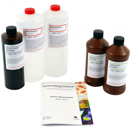Microscopy Science Education Kit, Grams Stain Set, Testing for Gram Negative or Gram Positive