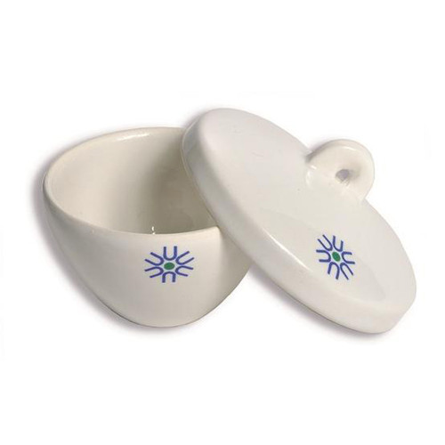 Porcelain Crucible, Wide Form with Cover, 10mL, pack/6