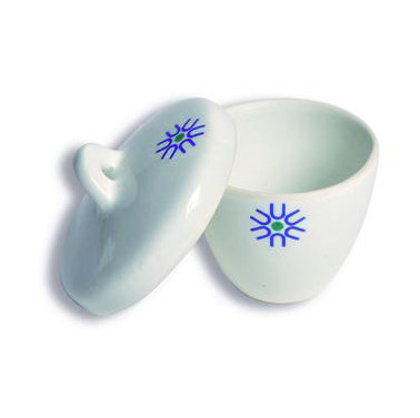 Porcelain Crucible, Tall Form with Cover, 10mL, pack/6