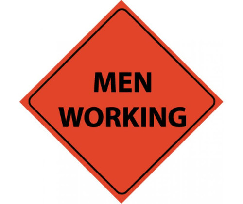 Reflective Roll-up Men Working Sign Nylon, 48" X 48"
