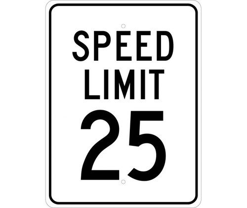 Speed Limit 25 Sign Heavy Duty Reflective Aluminum, 24" X 18"
