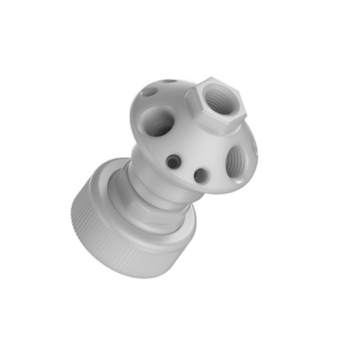 CP Lab Safety Port Cap Manifold for Wako /38-400 shallow Thread, 10-Port, size L, (4) 1/4" NPT, (6) 1/4-28, Polypropylene 